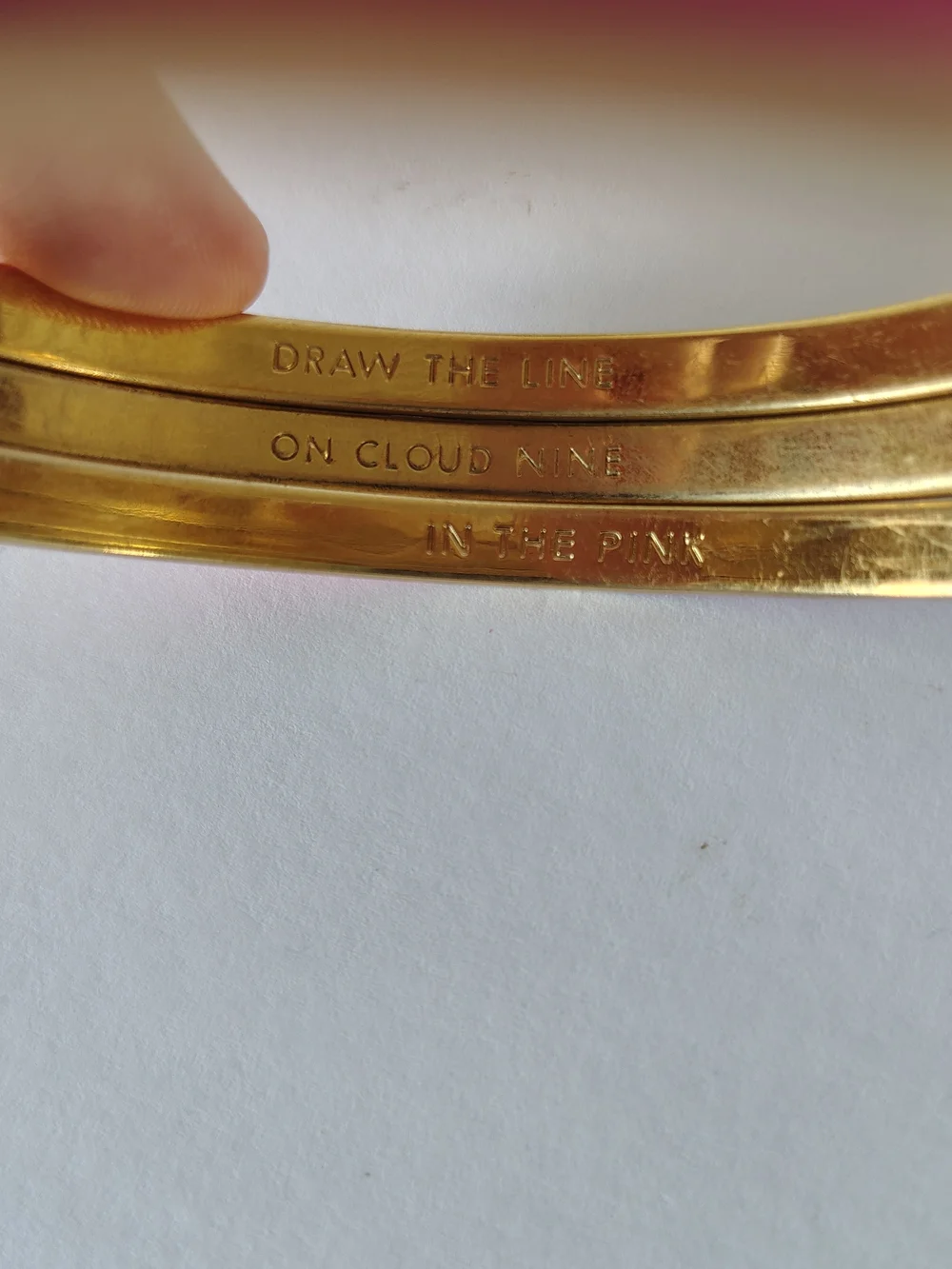 kate spade Enamel Bangle Set in Hot Pink, White & Black with Gold Trim - Picture 7 of 7